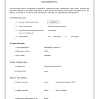 Single Safety Certificate
